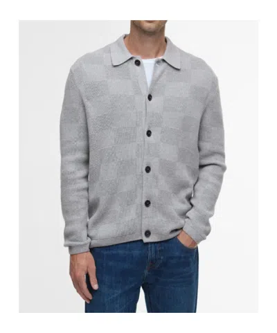 Barbour Falton Check Button Cardigan In Gray