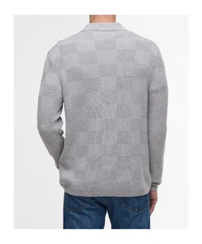 Barbour Falton Check Button Cardigan In Gray