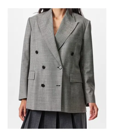 Prada Double-breasted Blazer In Gray