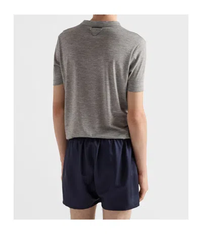 Prada Silk Boxer Shorts In Blue