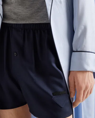 Prada Silk Boxer Shorts In Blue