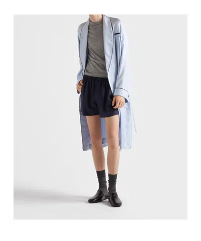 Prada Silk Boxer Shorts In Blue