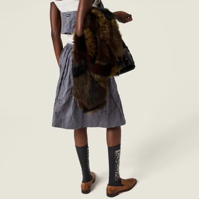 Miu Miu Shearling Patchwork Stole In Brown