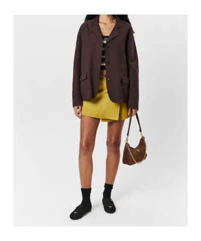 Prada Cotton Jacket In Ebano