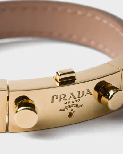 Prada Saffiano Leather Bracelet In Neutral
