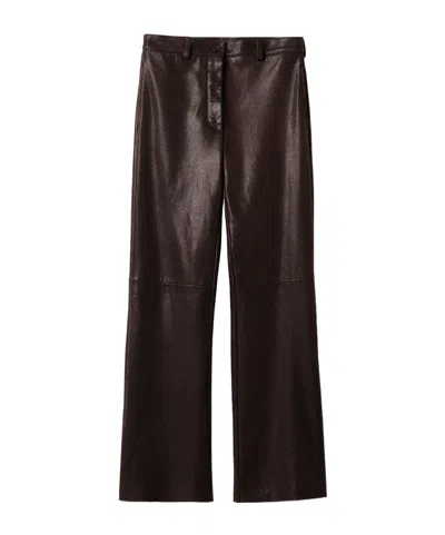 Miu Miu Leather Trousers In Brown