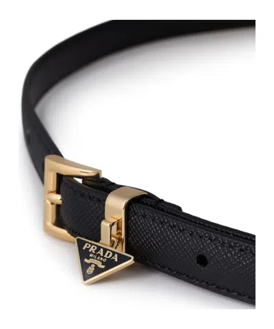 Prada Saffiano Belt In Black