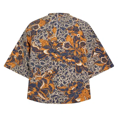 Weekend Max Mara Printed Cotton Poplin Shirt In Brown