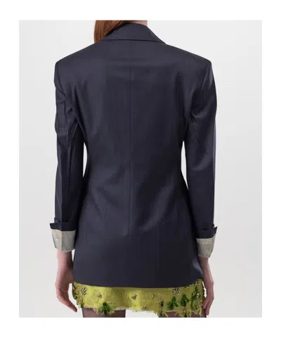 Prada Double Breasted Blazer In Blue