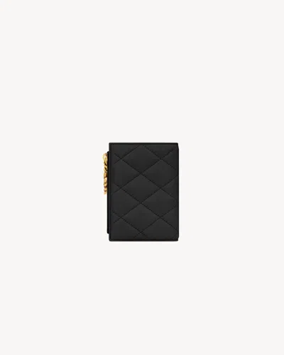 Saint Laurent Quilted Chain Wallet In Purple