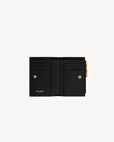 Saint Laurent Quilted Chain Wallet In Purple