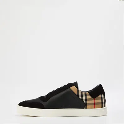Burberry Check Insert Sneakers In Black