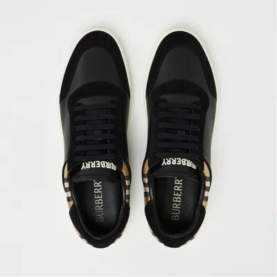 Burberry Check Insert Sneakers In Black