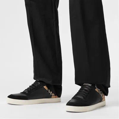 Burberry Check Insert Sneakers In Black