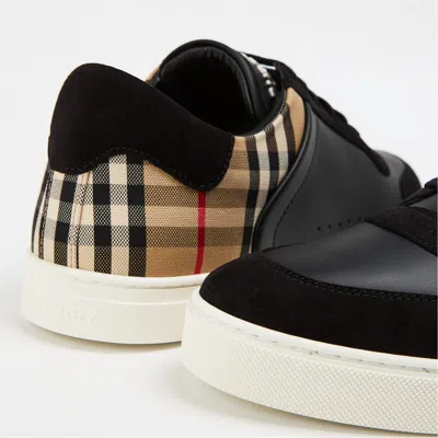 Burberry Check Insert Sneakers In Black
