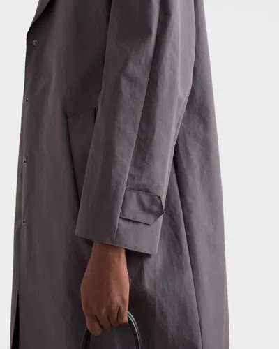 Prada Single-breasted Double Poplin Coat In Gray