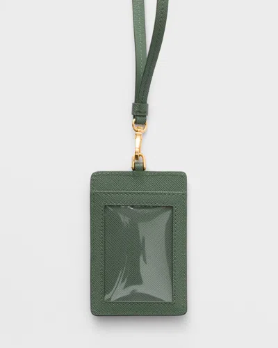 Prada Triangle-logo Leather Card Holder In Pattern