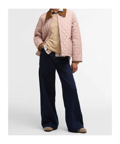 Barbour Short Diamond-quilted Jacket In Pink