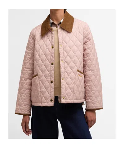 Barbour Short Diamond-quilted Jacket In Pink