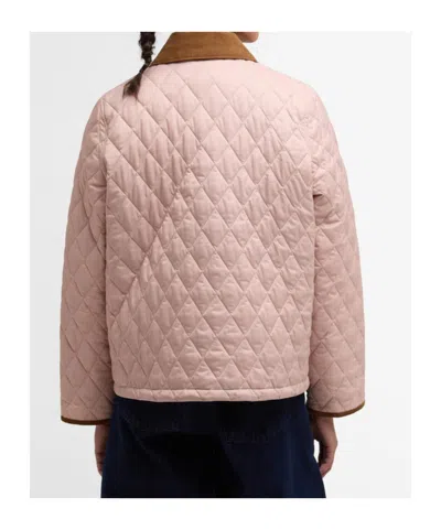 Barbour Short Diamond-quilted Jacket In Pink