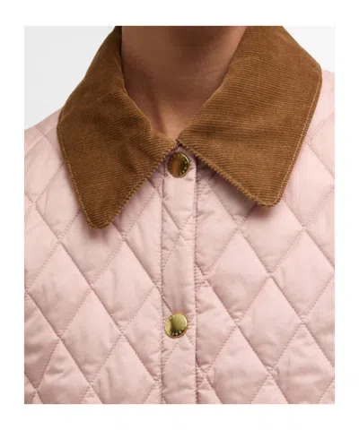 Barbour Short Diamond-quilted Jacket In Pink