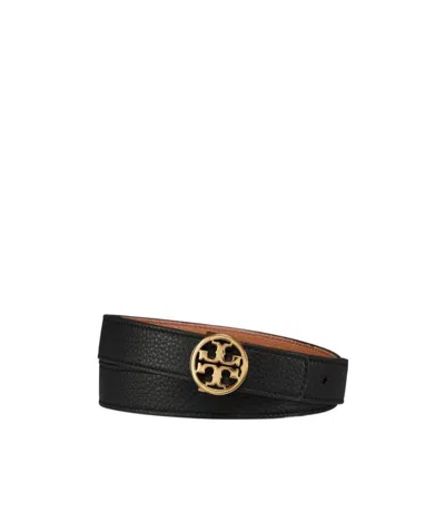 Tory Burch Logo Double-sided Belt In Black