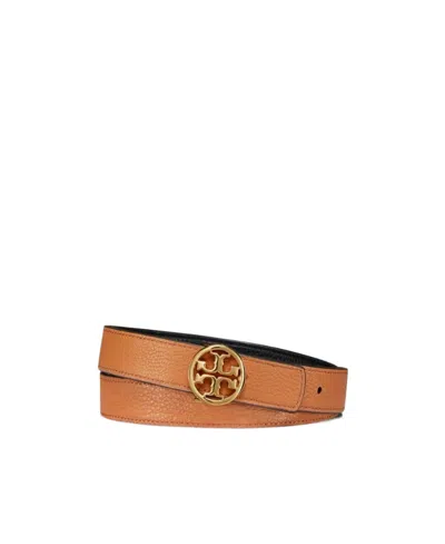 Tory Burch Logo Double-sided Belt In Black
