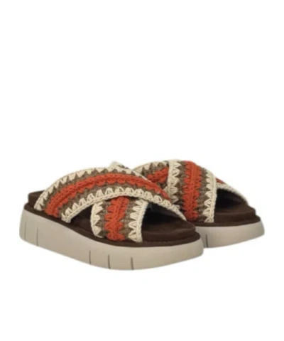 Mou Bounce Woven-straps Sandals In Brown