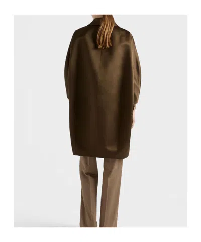 Prada Single-breasted Double Satin Coat In Brown