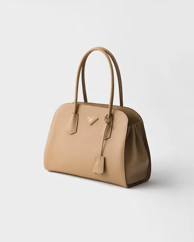 Prada Medium Leather Tote Bag In Orange
