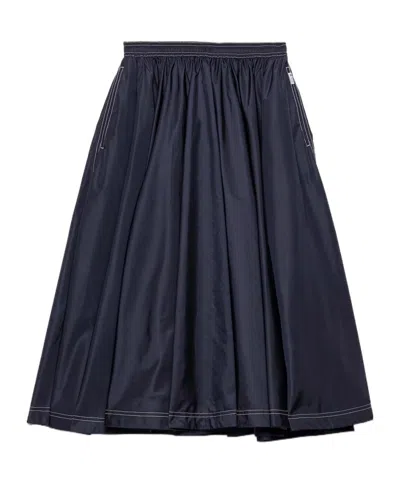 Prada Womens Blue Light Re-nylon Full Midi Skirt In Blue