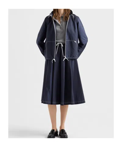 Prada Womens Blue Light Re-nylon Full Midi Skirt In Blue