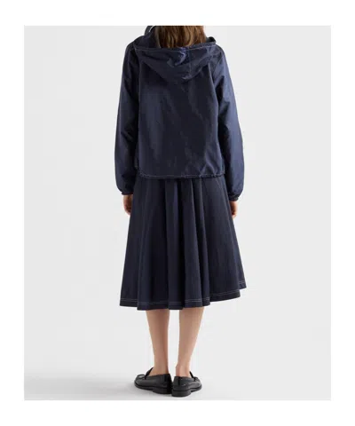 Prada Womens Blue Light Re-nylon Full Midi Skirt In Blue