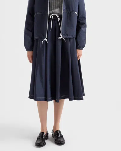 Prada Womens Blue Light Re-nylon Full Midi Skirt In Blue