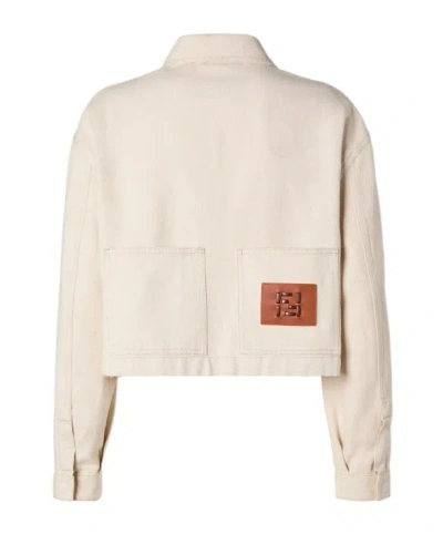Fendi Beige Denim Jacket In Neutral