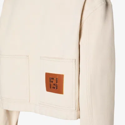 Fendi Beige Denim Jacket In Neutral