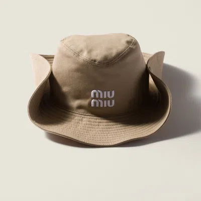 Miu Miu Drill Hat In Neutral