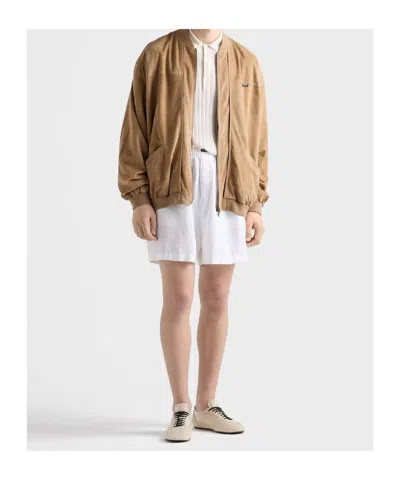 Prada Suede Bomber Jacket In Brown