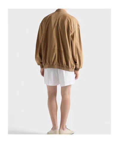 Prada Suede Bomber Jacket In Brown