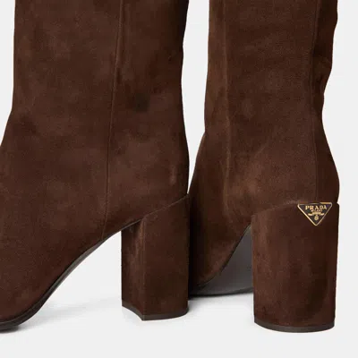 Prada Classic Knee-high Boots In Brown