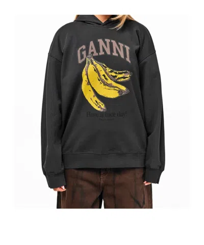 Ganni Pull Over Hoodie In Black