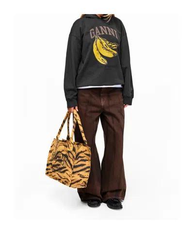 Ganni Pull Over Hoodie In Black