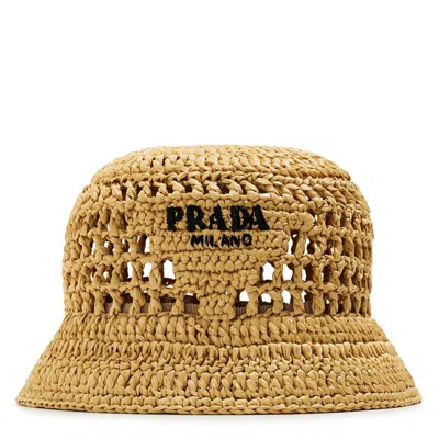 Prada Solid Color Straw Hat In Brown