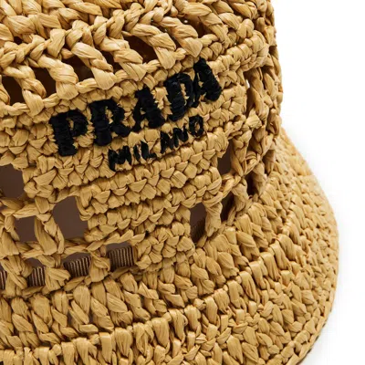Prada Solid Color Straw Hat In Brown