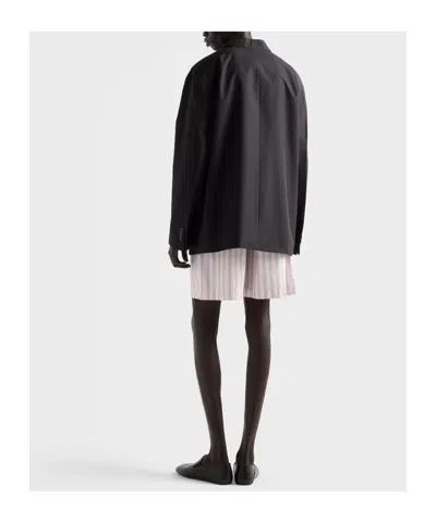 Prada Single-breasted Technical Cotton Jacket In Black