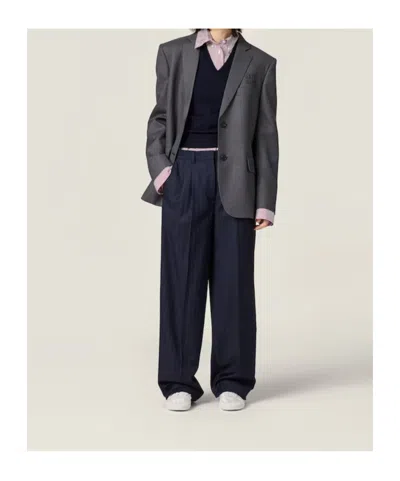 Miu Miu Pinstriped Pants In Blue