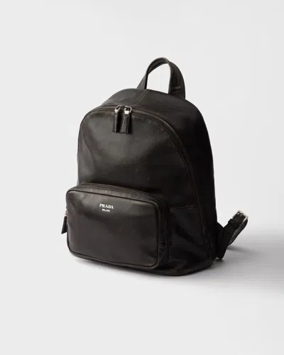 Prada Distressed Nappa Leather Backpack In Brown
