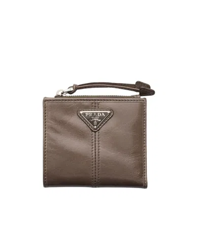 Prada Small Leather Wallet In Brown