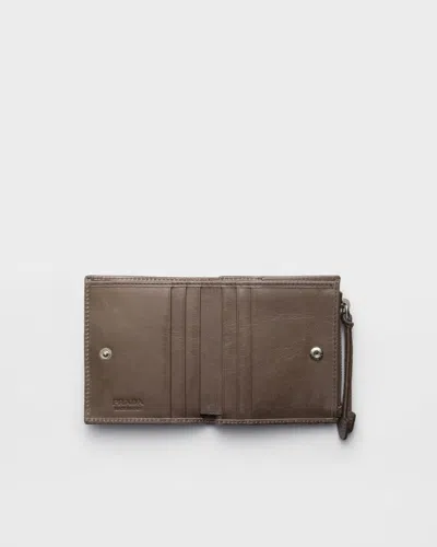 Prada Small Leather Wallet In Brown