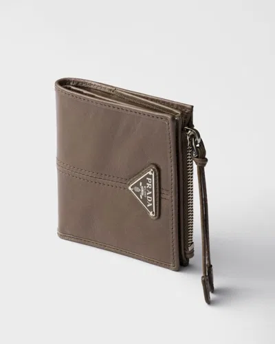 Prada Small Leather Wallet In Brown